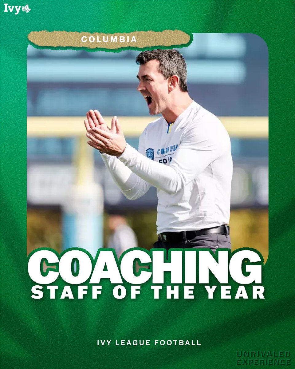 COACHING STAFF OF THE YEAR.

After leading the Lions to their second ever Ivy title, and first since 1961, the <a href="/CULionsFB/">Columbia Football</a> staff led by Jon Poppe was named the Ivy League Coaching Staff of the Year. 🌿🏈