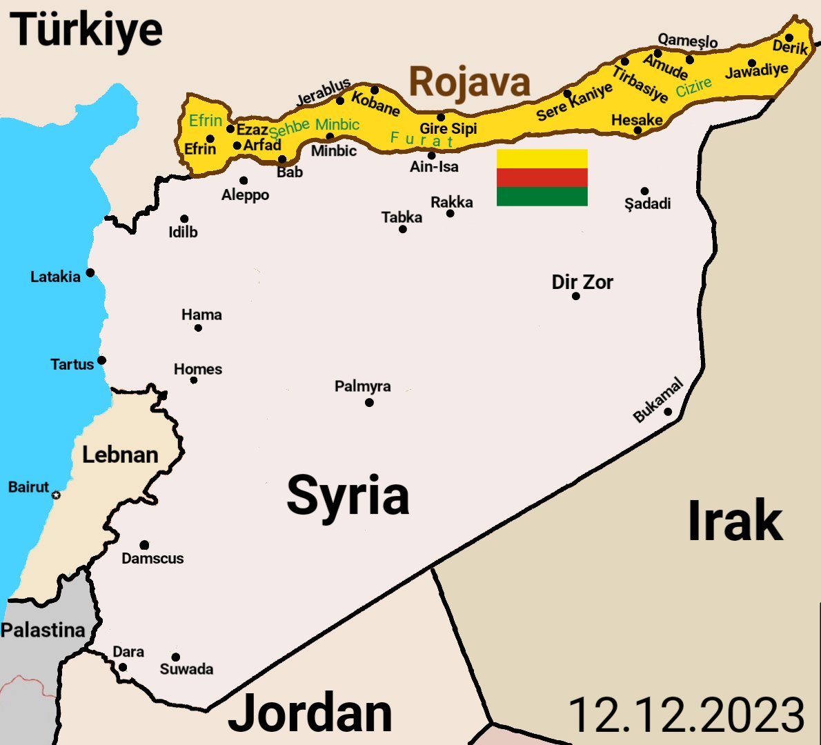 Rotus2001's tweet photo. @Mohamadmanal133 @kawa_jaziri سوريا جديدة بي حدود جديدة وتكن واحدة https://t.co/6Z71H5eXve