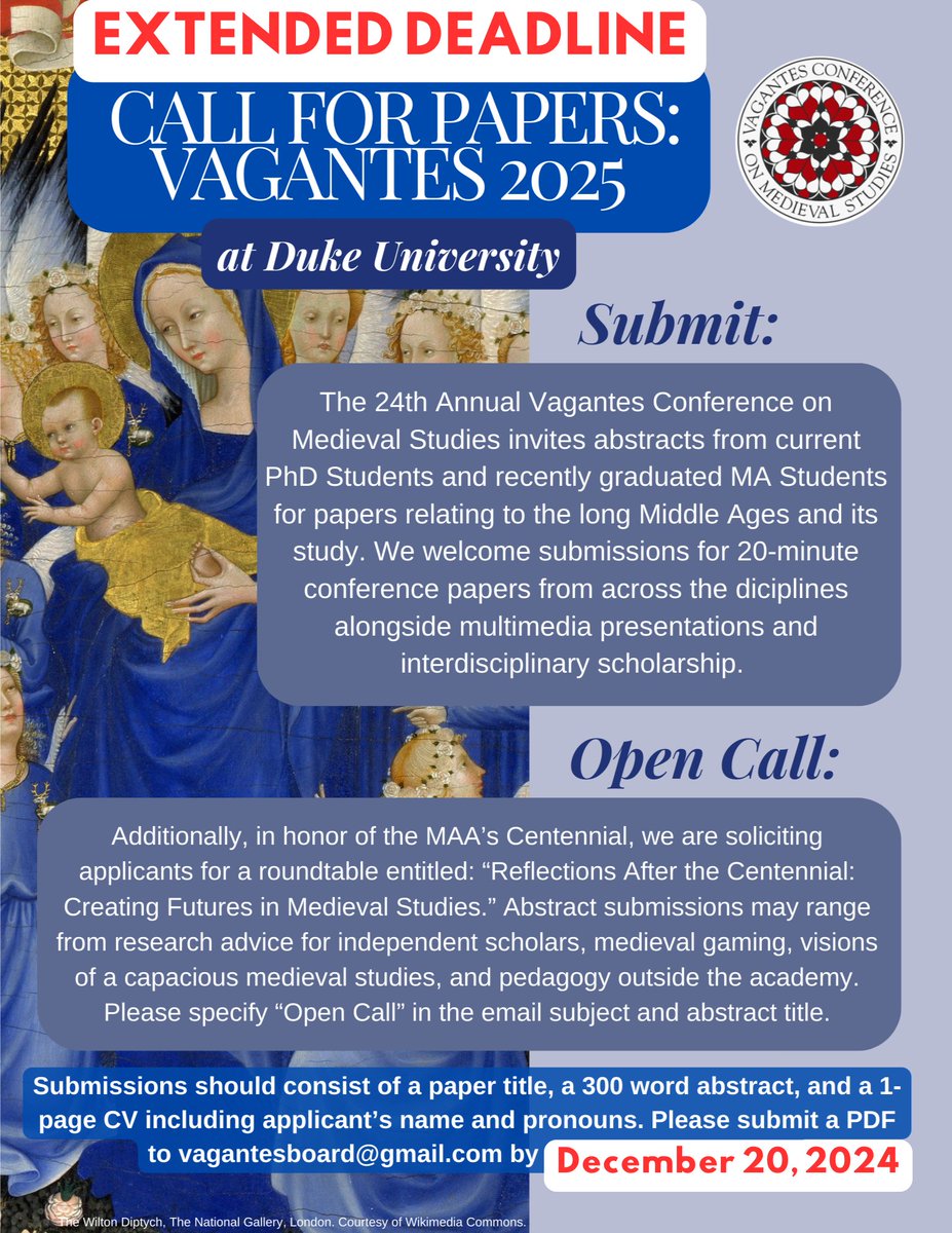 DEADLINE EXTENDED

We are still accepting submissions for Vagantes 2025-- please submit abstracts by Friday, 12/20 to be considered!