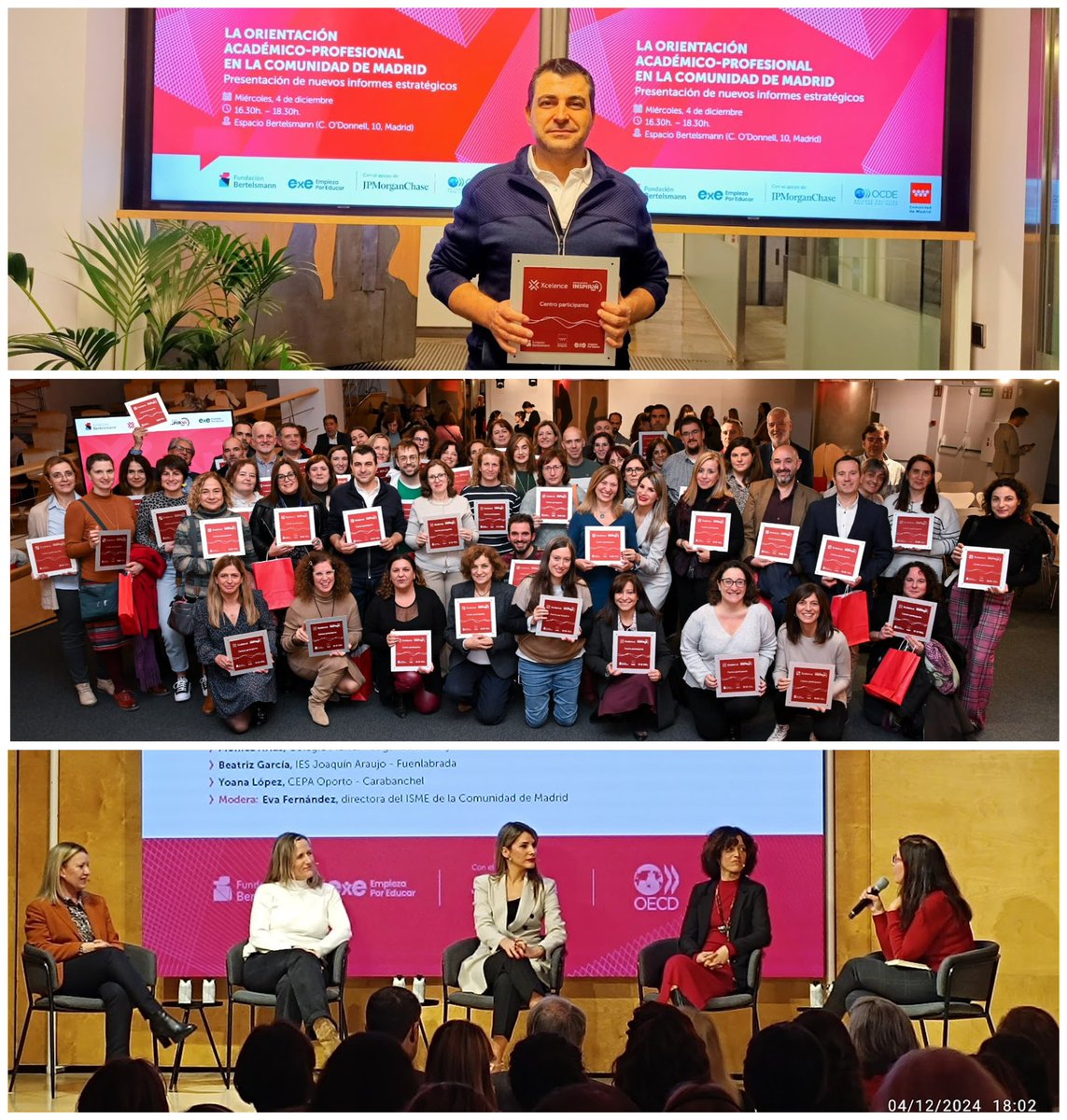 ✔️Hemos asistido al evento organizado por la Fundación Bertelsmann en el que se nos ha hecho entrega de una placa como reconocimiento a la participación del centro en el proyecto de orientación académico-profesional ‘Xcelence-Escuelas que Inspiran’.

#xcelenceescuelasqueinspiran