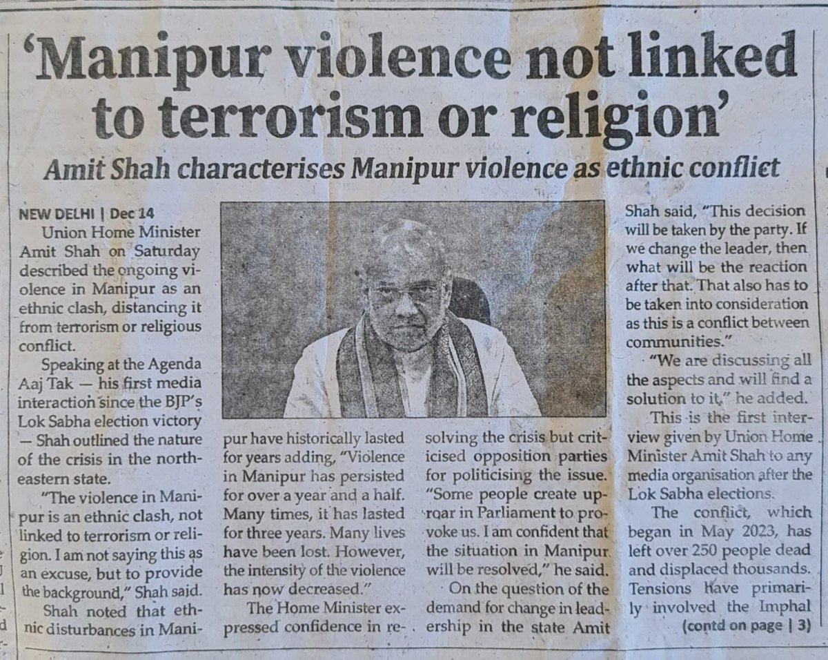 Bem Sitlhou BB (@bemlhungdim) on Twitter photo Finally <a href="/AmitShah/">Amit Shah</a> has spoken the truth about Manipur Violence, it's a well planned ethnic violence by Meitei Government. Satyameva Jayate
#ManipurViolence
<a href="/PMOIndia/">PMO India</a> <a href="/HMOIndia/">गृहमंत्री कार्यालय, HMO India</a> <a href="/SCofIndia/">SupremeCourtOfIndia</a> <a href="/BJP4India/">BJP</a> Finally <a href="/AmitShah/">Amit Shah</a> has spoken the truth about Manipur Violence, it's a well planned ethnic violence by Meitei Government. Satyameva Jayate
#ManipurViolence
<a href="/PMOIndia/">PMO India</a> <a href="/HMOIndia/">गृहमंत्री कार्यालय, HMO India</a> <a href="/SCofIndia/">SupremeCourtOfIndia</a> <a href="/BJP4India/">BJP</a>