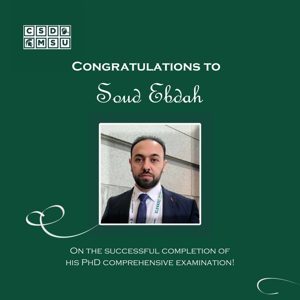 Join us in congratulating Ph.D. candidate Soud Ebdah on passing his comps!