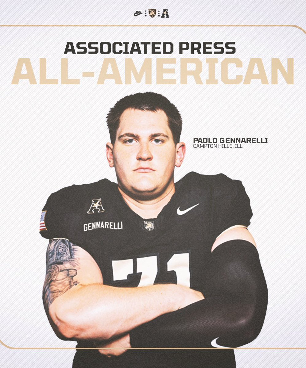 Congrats Paolo 🫡

Sophomore offensive lineman selected to AP All-America third-team.

→ goarmywestpoint.com/news/2024/12/1…