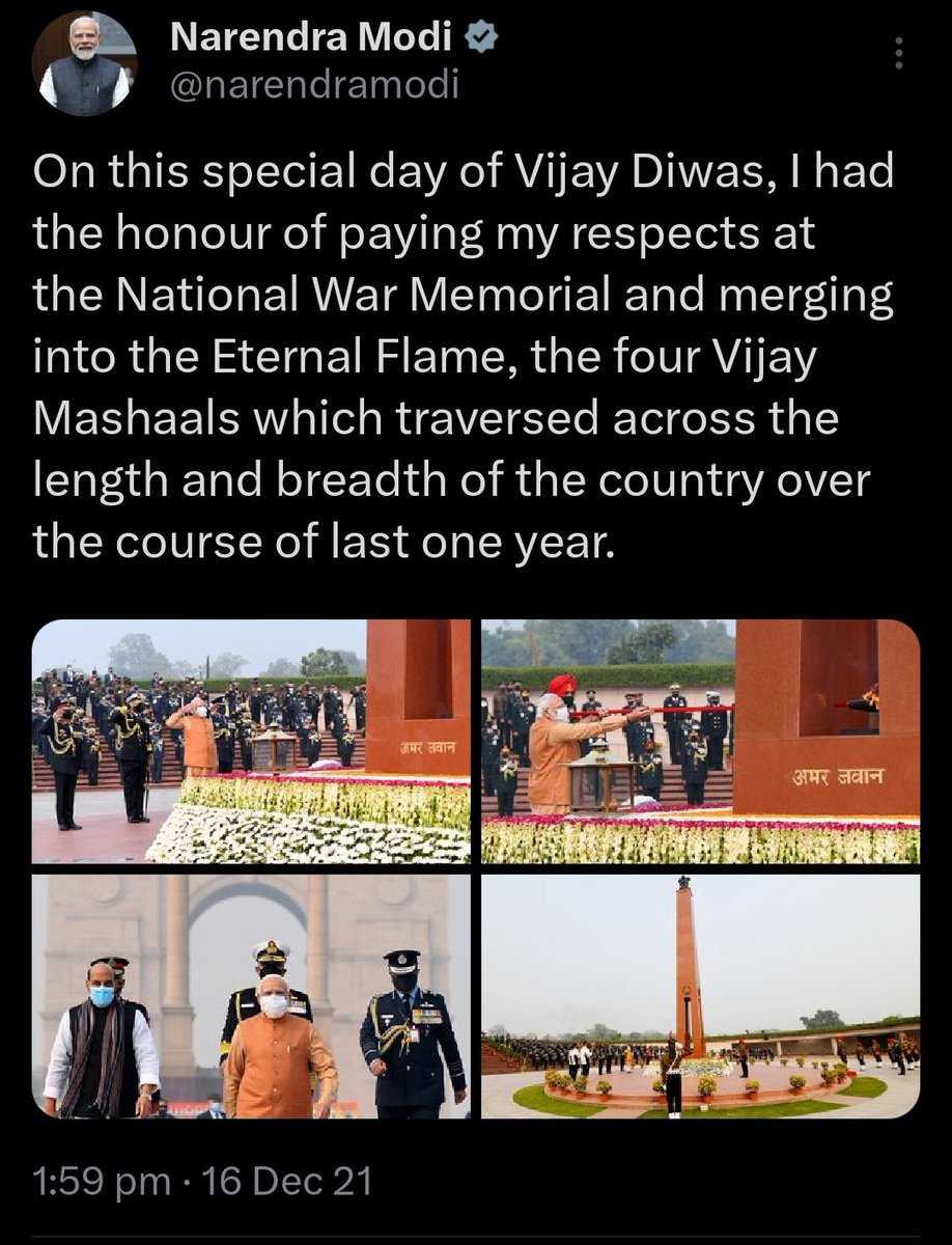 sidhant's tweet photo. Bangladeshi troll handles don't know that in India 'Vijay Diwas' remains Indian Victory over Pakistan. On 3rd Dec 1971, Pakistan launched an attack on India, which led to the formal start of war. In previous years as well, no 'Bangladesh' mention was made as well... https://t.co/smwjEZpNjz