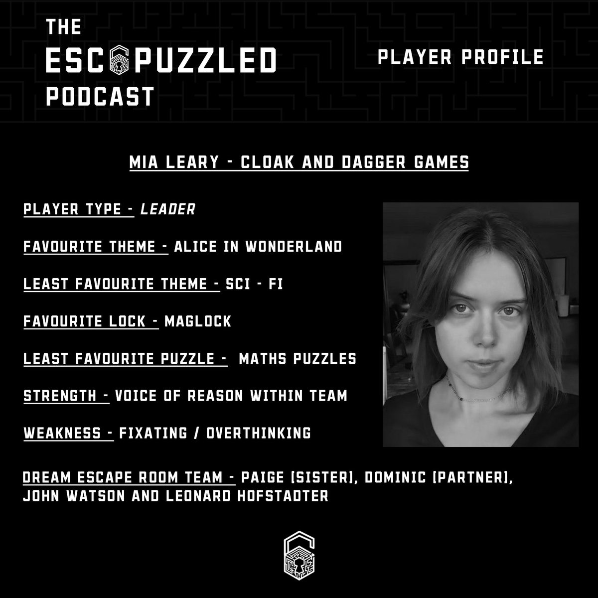 Our next incredible guest on the ESCAPUZZLED podcast is Mia Leary the mind behind Cloak &amp; Dagger games! 

Tune in this Wednesday to hear us travel on many a tangent into online escape games, dungeons and dragons and so much more…