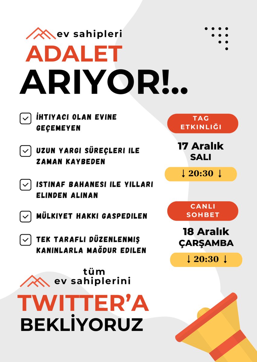 Kiracıdan magdur olmuş, evi gasp edilmiş, bütün Magdur Ev Sahiplerini yarın akşama bekliyoruz. Hep birlikte mücadele edeceğiz