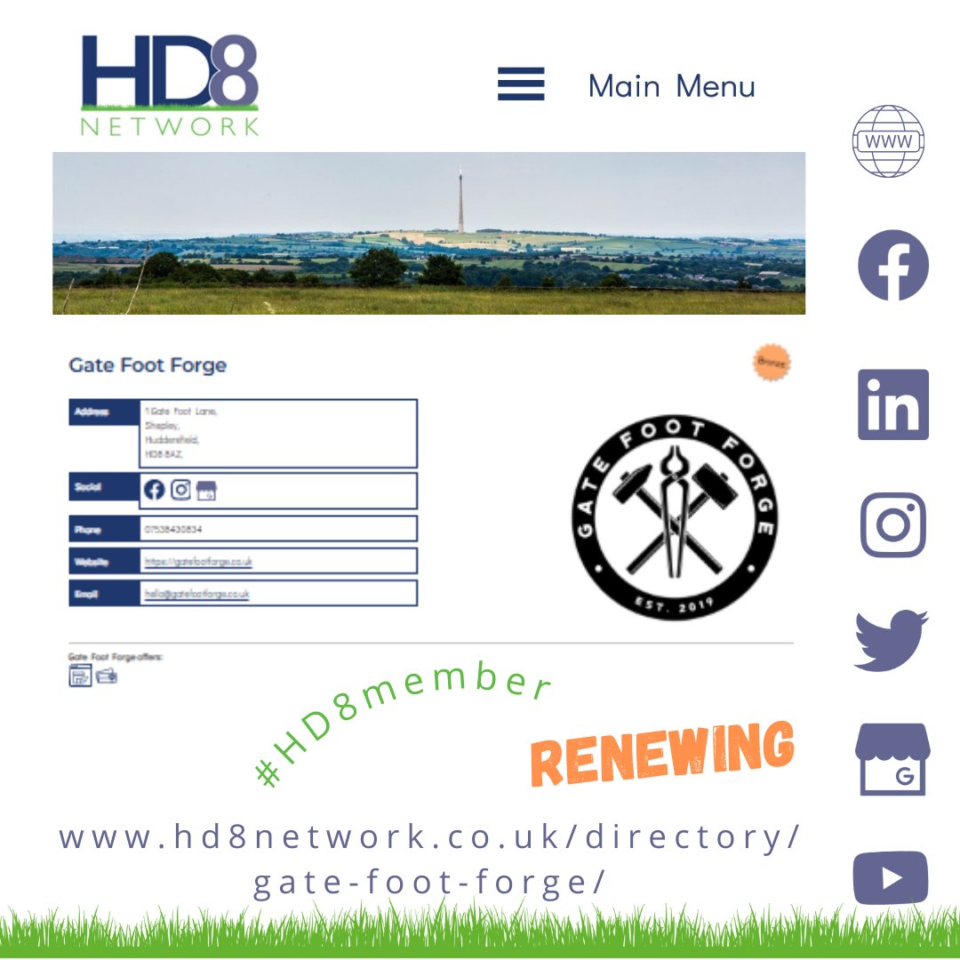 HD8Network's tweet photo. Welcome back @GateFootForge ๐
Itโs great to see our members renew and grow with the HD8 Network.
Weโre excited to continue helping you get found online locally.
Keep tagging us for story shares!
#HD8Network #SupportLocal https://t.co/husvg8U9bI