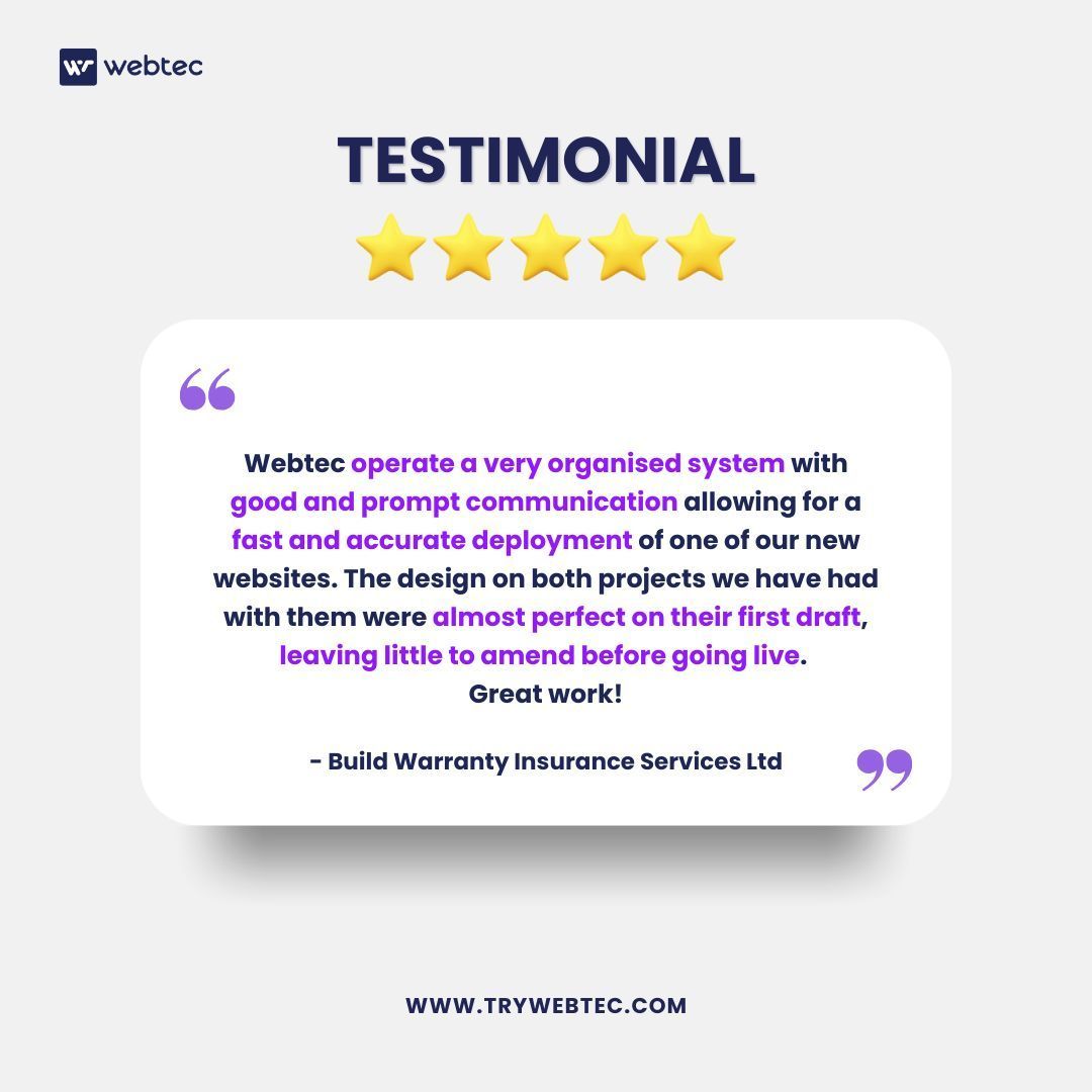 Webtecwebagency's tweet image. Don’t just take our word for it—here’s what our clients have to say! 🗣️
Ready to experience the Webtec difference? Let’s build something amazing together.

#ClientTestimonial #WebDesignExperts #WebDevelopment #HappyClients #WebtecSuccess