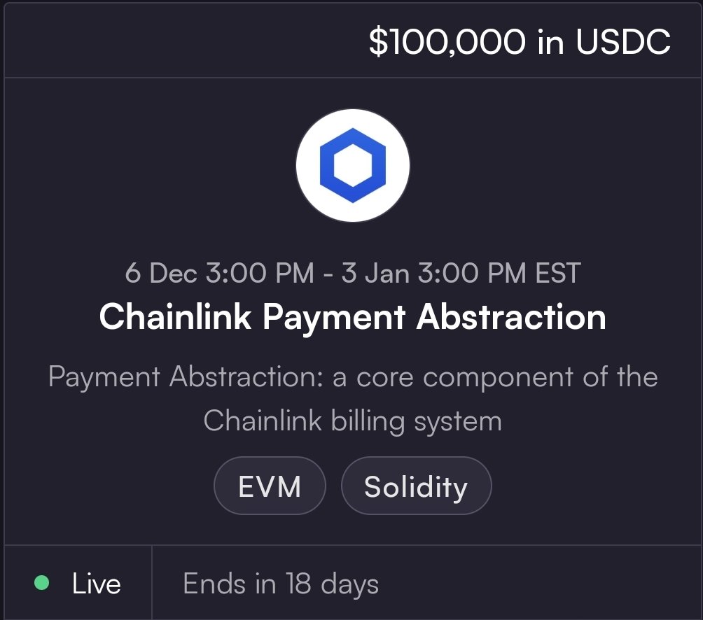 #chainlink Payment Abstraction  ends in 18 days ladies &amp; Gentlemen.
$LINK