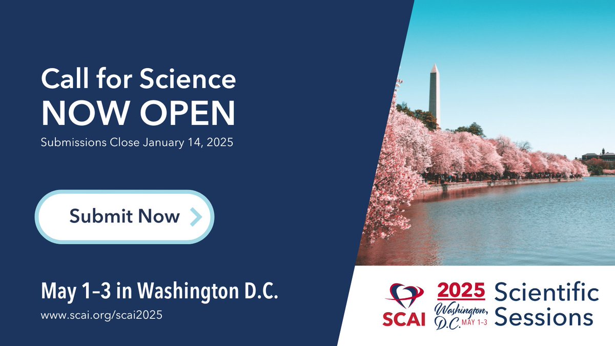 SCAI's tweet image. 📣 What knowledge are you bringing to #SCAI2025? Submit your abstract or case by January 14 to showcase your research to a global audience. Accepted presenters will receive complimentary registration!

Submit today ➡️ scai.org/scai-2025-scie…

#CallForScience @myjscai