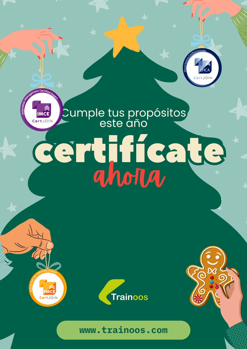 trainoos's tweet photo. 🎄✨ Cumple tus propósitos este año, certifícate con nosotros ✨🎄
Este es el momento perfecto para invertir en tu futuro y lograr tus metas profesionales. 🚀🎯 https://t.co/f6o6cQWf3K