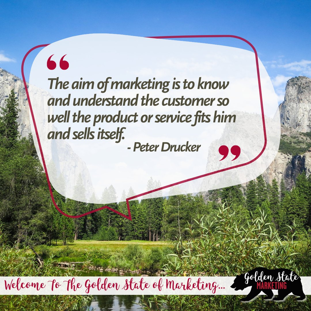The aim is to know your customer so well that your product sells itself. It's about understanding and fitting into their world. 

#GoldenStateMarketing #MarketingMonday #contentmarketing #socialmediamarketing #marketing #marketingdigital #marketingtips