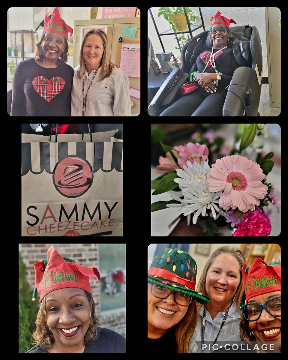 CynthiaSJewell's tweet photo. Santa has me out visiting some of my favorite people in Henry County! I started @DHS_HCS and ended at Eastlake Elementary to celebrate one of my mentees, Marga! I had to get a massage and say hi to @DFlowLeads! ❤️ #ChristmasIsComing #SantaIsWatching #ThankATeacher https://t.co/n6vMALnQPK