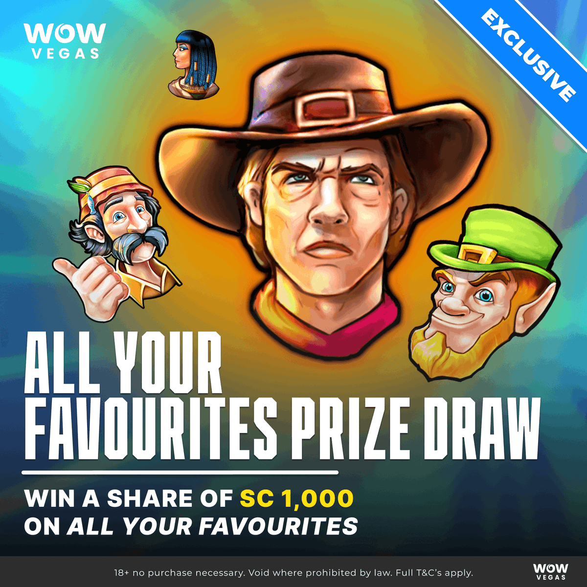 wowvegascom's tweet photo. 📱🔥 New Exclusive Game + Prize Draw Alert! 🔥
Say hello to "All Your Favourites"! 🌟 Spin today and grab your chance to win a share of SC 1,000! 💰
Don’t wait—join the fun and start spinning now! 🎰✨
#ExclusiveGame #WOWVegas #SC1000 https://t.co/P2Bp8PQTXS