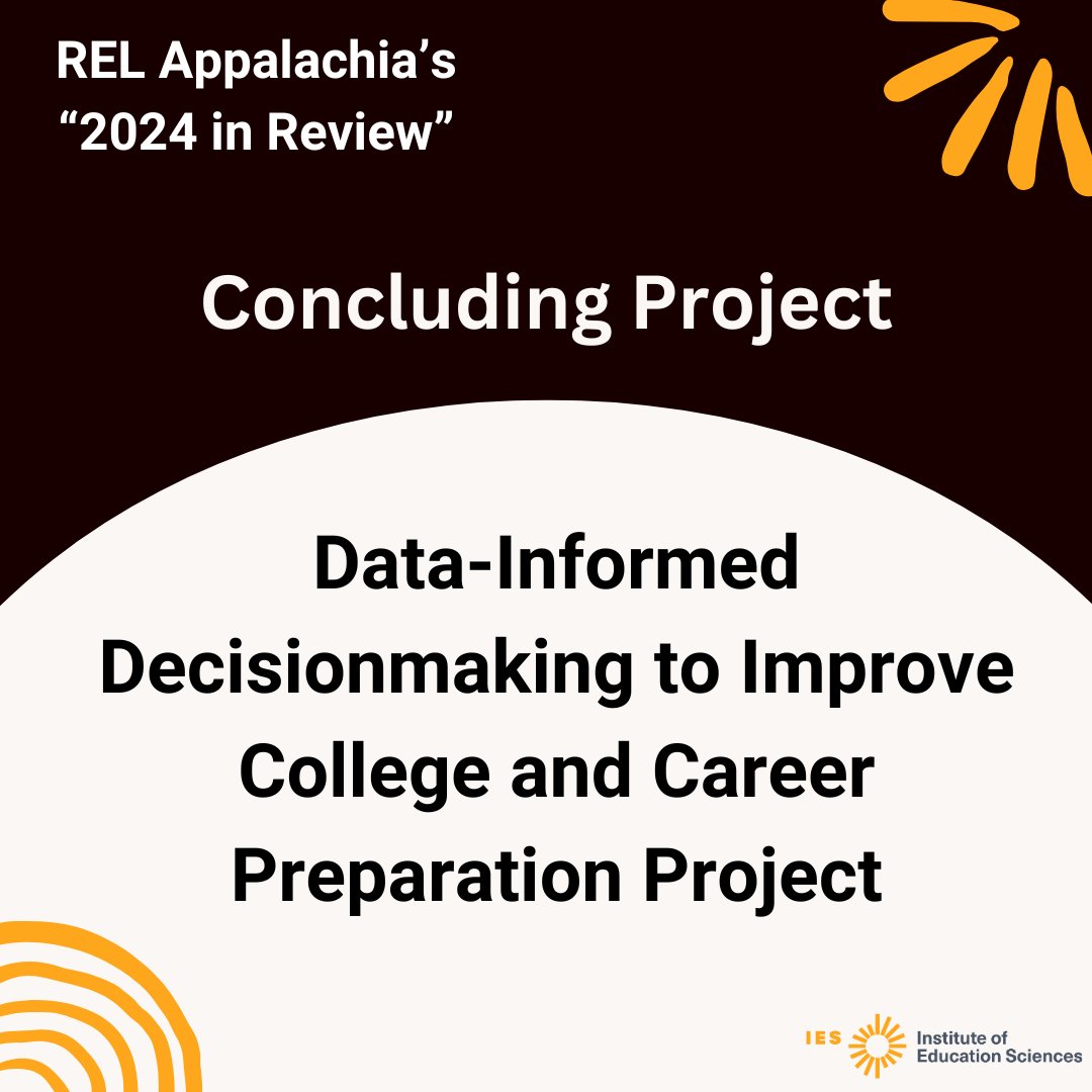 REL Appalachia (@rel_appalachia) on Twitter photo Our 1st “Concluding Project” of 2024 is the Data-Informed Decisionmaking to Improve College and Career Prep project! We supported TN districts & <a href="/NiswongerFound/">Niswonger Foundation</a> to use data to enhance college & career prep for high schoolers. Read this blog to learn more:
ies.ed.gov/ncee/rel/Produ… Our 1st “Concluding Project” of 2024 is the Data-Informed Decisionmaking to Improve College and Career Prep project! We supported TN districts & <a href="/NiswongerFound/">Niswonger Foundation</a> to use data to enhance college & career prep for high schoolers. Read this blog to learn more:
ies.ed.gov/ncee/rel/Produ…