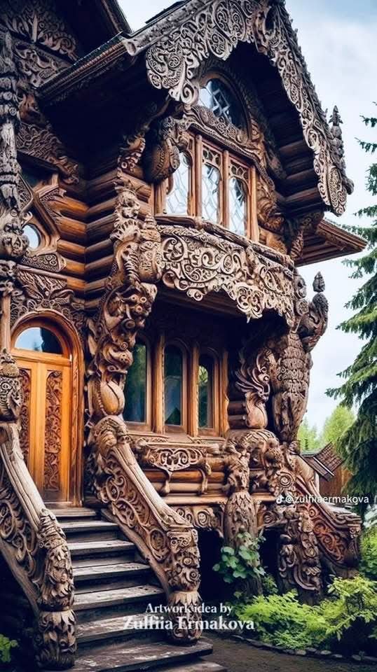 ÖZBEKİSTAN Taşkent'de geleneksel  Ahşap El oyması süslemeli bir yapı..