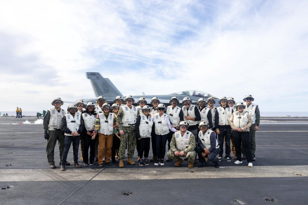 thejointstaff's tweet photo. Adm. Grady & @The_USO holiday tour brought cheer to Sailors aboard the @USSHARRYSTRUMAN on a scheduled deployment in the @USNavyEurope AOR, supporting U.S. Naval Forces Europe-Africa to defend U.S., Allied & partner interests. #USOHolidayTour #NavyStrong #US6thFleet https://t.co/A6v8uBbV4j