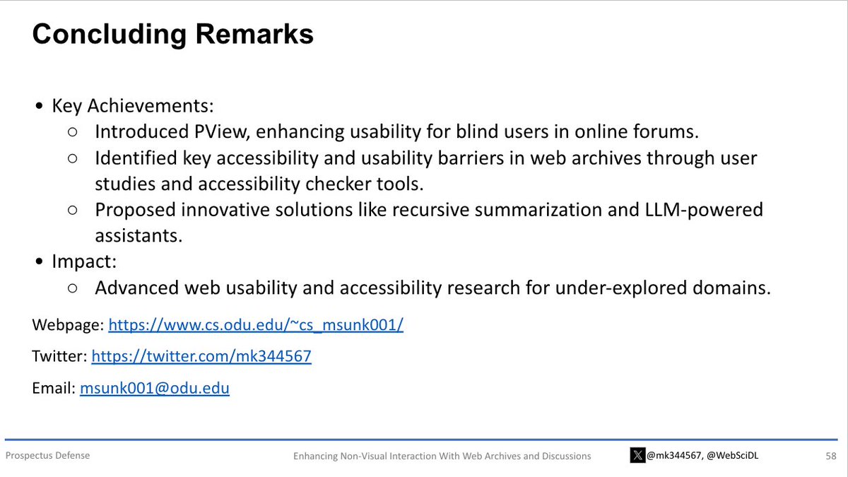 Md Javedul Ferdous (@jaf_ferdous) on Twitter photo .<a href="/mk344567/">Mohan Krishna Sunkara</a> prospectus defense focuses on improving web accessibility for blind screen reader users. His research addresses the underexplored domains of online user discussions and web archives, revealing major usability gaps.
/cc <a href="/WebSciDL/">WS-DL Group, ODU CS</a> <a href="/ODU/">Old Dominion University</a> <a href="/ODUSCI/">ODU College of Sciences</a> <a href="/oducs/">ODU Computer Science</a> <a href="/accessodu/">Accessible Computing Lab</a> .<a href="/mk344567/">Mohan Krishna Sunkara</a> prospectus defense focuses on improving web accessibility for blind screen reader users. His research addresses the underexplored domains of online user discussions and web archives, revealing major usability gaps.
/cc <a href="/WebSciDL/">WS-DL Group, ODU CS</a> <a href="/ODU/">Old Dominion University</a> <a href="/ODUSCI/">ODU College of Sciences</a> <a href="/oducs/">ODU Computer Science</a> <a href="/accessodu/">Accessible Computing Lab</a>