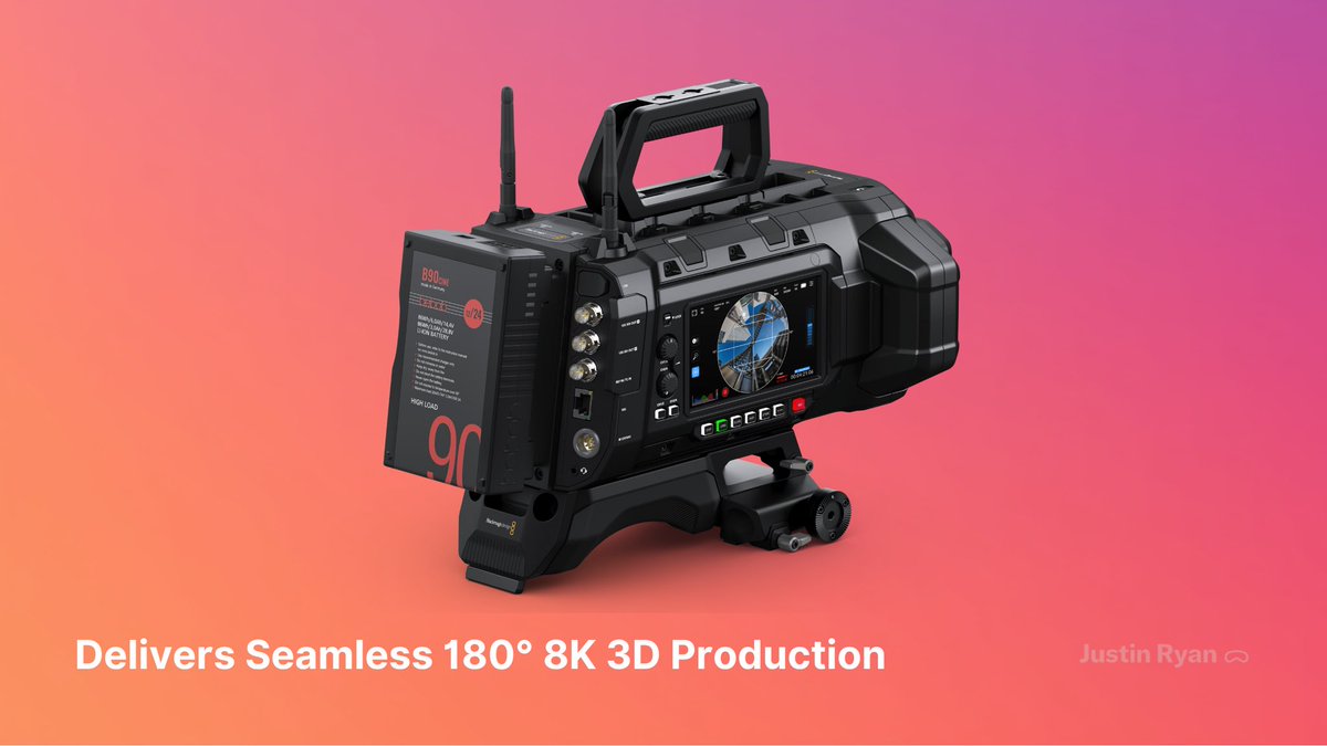 justinryanio's tweet photo. The wait is over. Blackmagic’s URSA Cine Immersive, built for Apple Immersive Video on Vision Pro, is available to pre-order!

Priced at $29,995. Shipping early 2025.
Delivers seamless 180° 8K 3D production. https://t.co/TQhawDR7lL