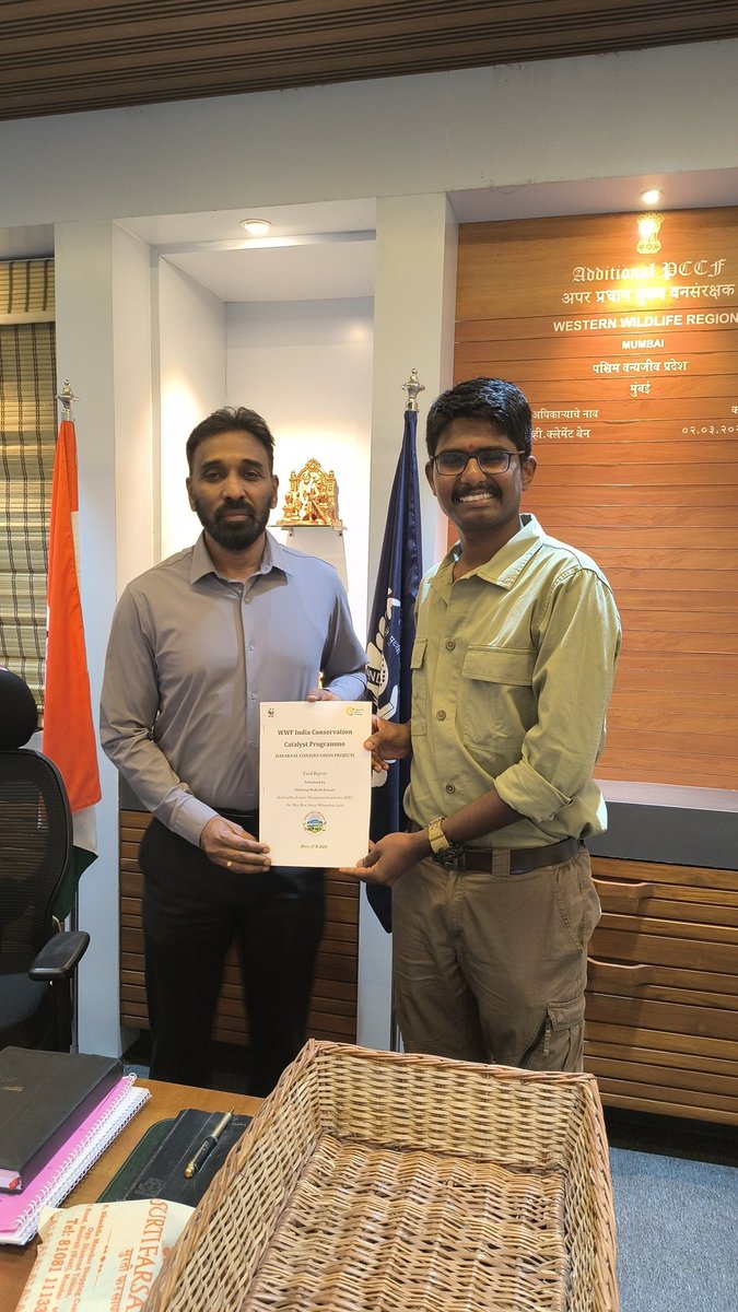 Cpsawant's tweet photo. I was privileged to present the Kirkasal Conservation Project report to Dr. V. Clement Ben APCCF Wildlife. He extended his best wishes to the Maandesh Conservation Foundation and assured support for itssa conservation efforts. @ben_ifs https://t.co/ACzLlBHDMz