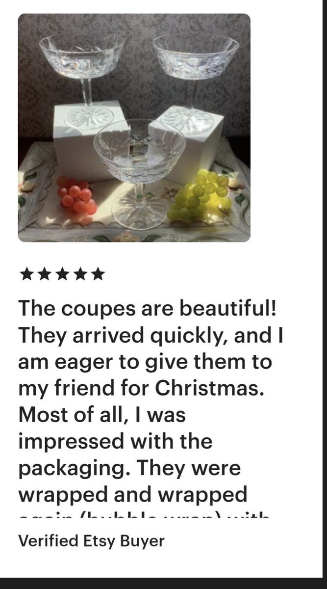 bmktreasures.etsy.com. #etsyvintageshop #lovemycustomers #holidays #giftideas #appreciative #honored #waterfordcrystal #crystal