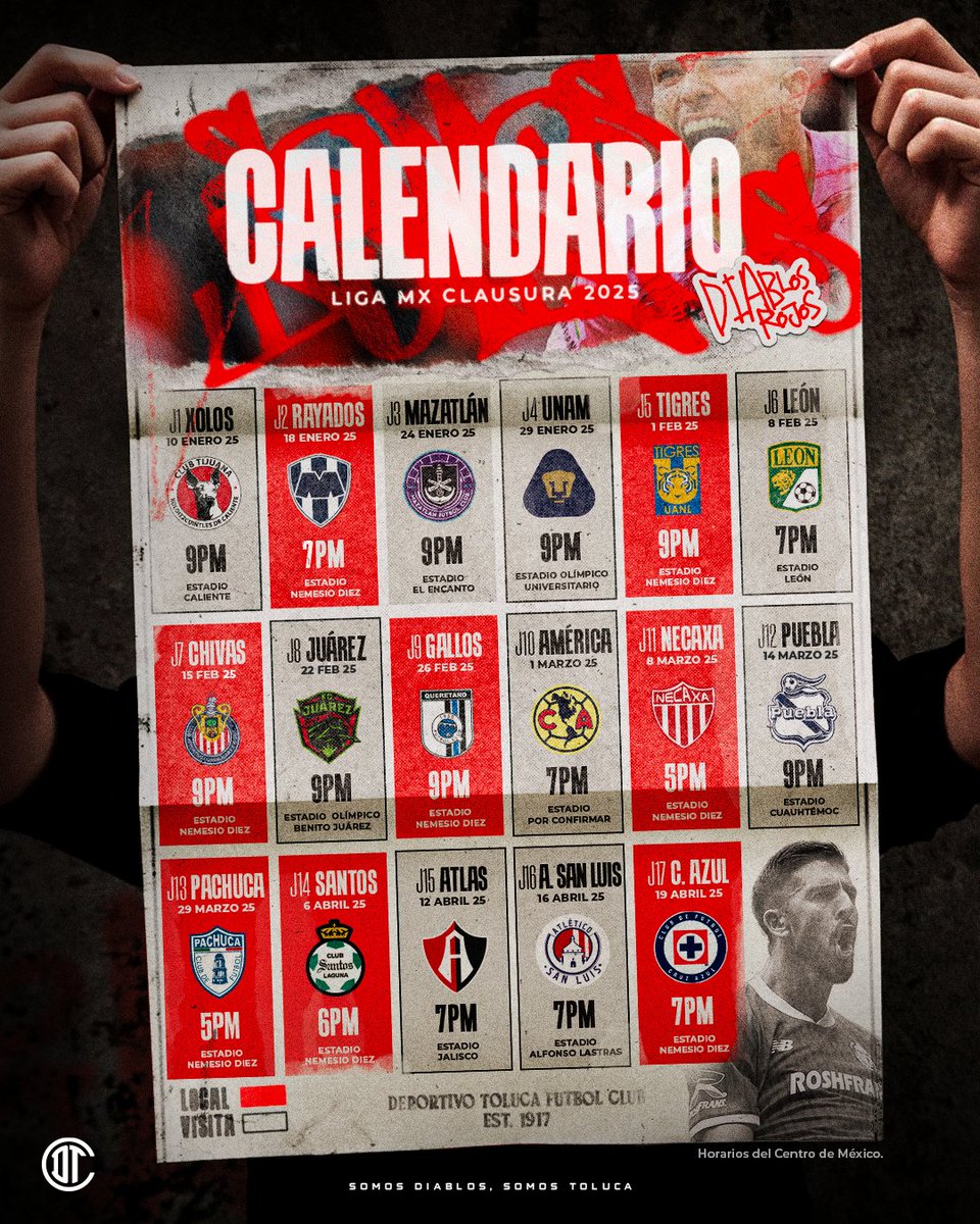 TolucaFC's tweet photo. Este es el calendario del Diablo para el Clausura 2025 📅 https://t.co/CDLWCj6nWb