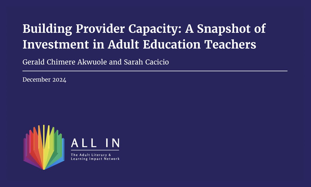 What’s happening in the adult education teaching landscape? ALL IN conducted a 10-week study to look at adult educator certification requirements, wages, and career pathways by state. Learn more by reading our new report: rb.gy/ezhe8j