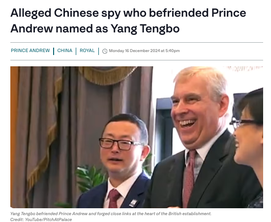 nomoremonarchs's tweet photo. A court today authorised the formal naming of Chris Yang (Yang Tengbo) as the "spy" who was 'prince' Andrew Windsor's Chinese business associate. 
Anyone who read the thread below (posted several days ago) already knew this. 
#RoyalCorruption #AndrewWindsor #AbolishTheMonarchy https://t.co/7zlTG4UckC