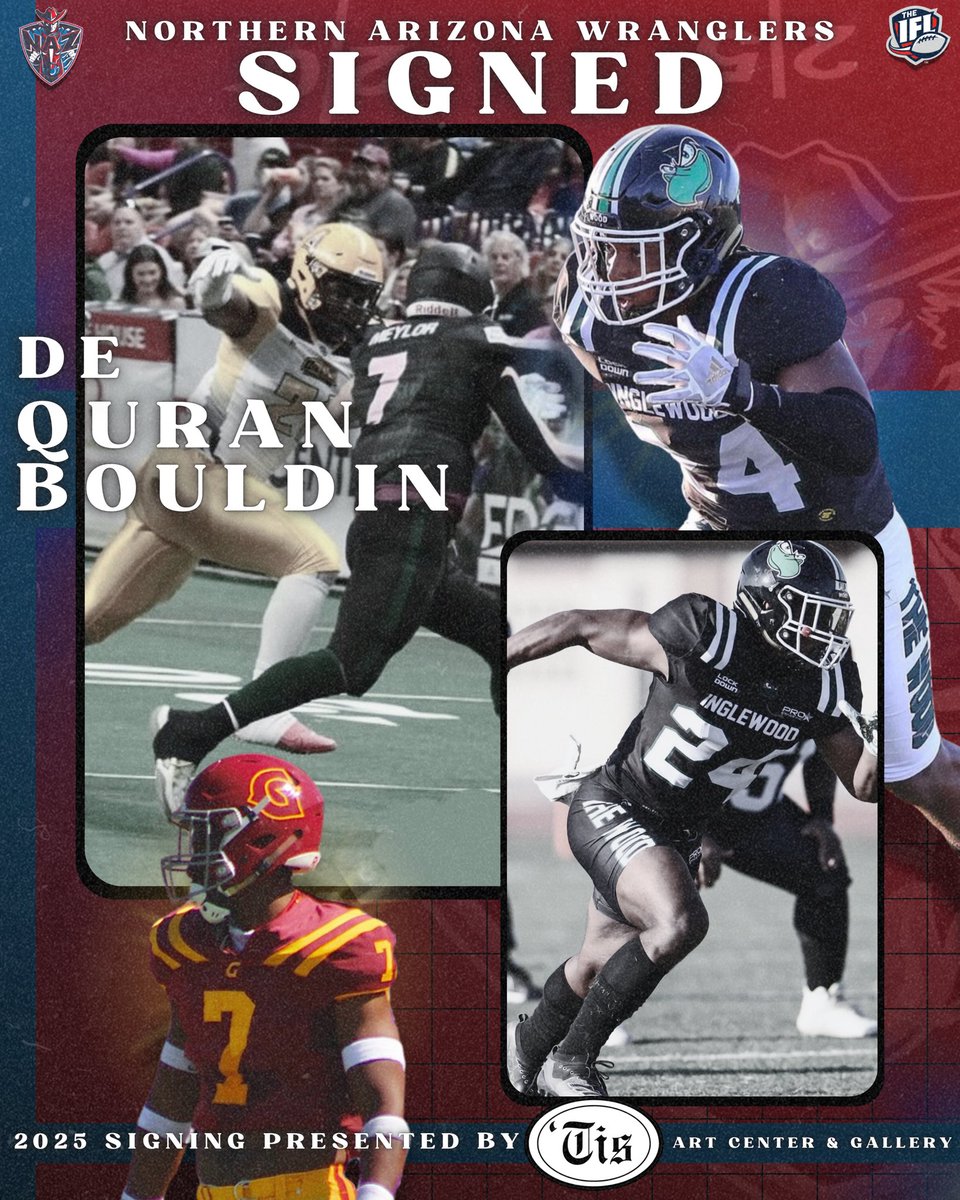 The Wranglers have signed DE Quran Bouldin! 🏈💪Welcome to the squad, <a href="/qalinative/">Q Bouldin</a> ! 🤝 Read the story through the link below! ⬇️🤠 This signing is presented by 'Tis Art Center and Gallery!

nazwranglers.com/news/2024/12/1…

<a href="/IndoorFL/">Indoor Football League</a> 
<a href="/FindlayCenter/">Findlay Toyota Center</a>