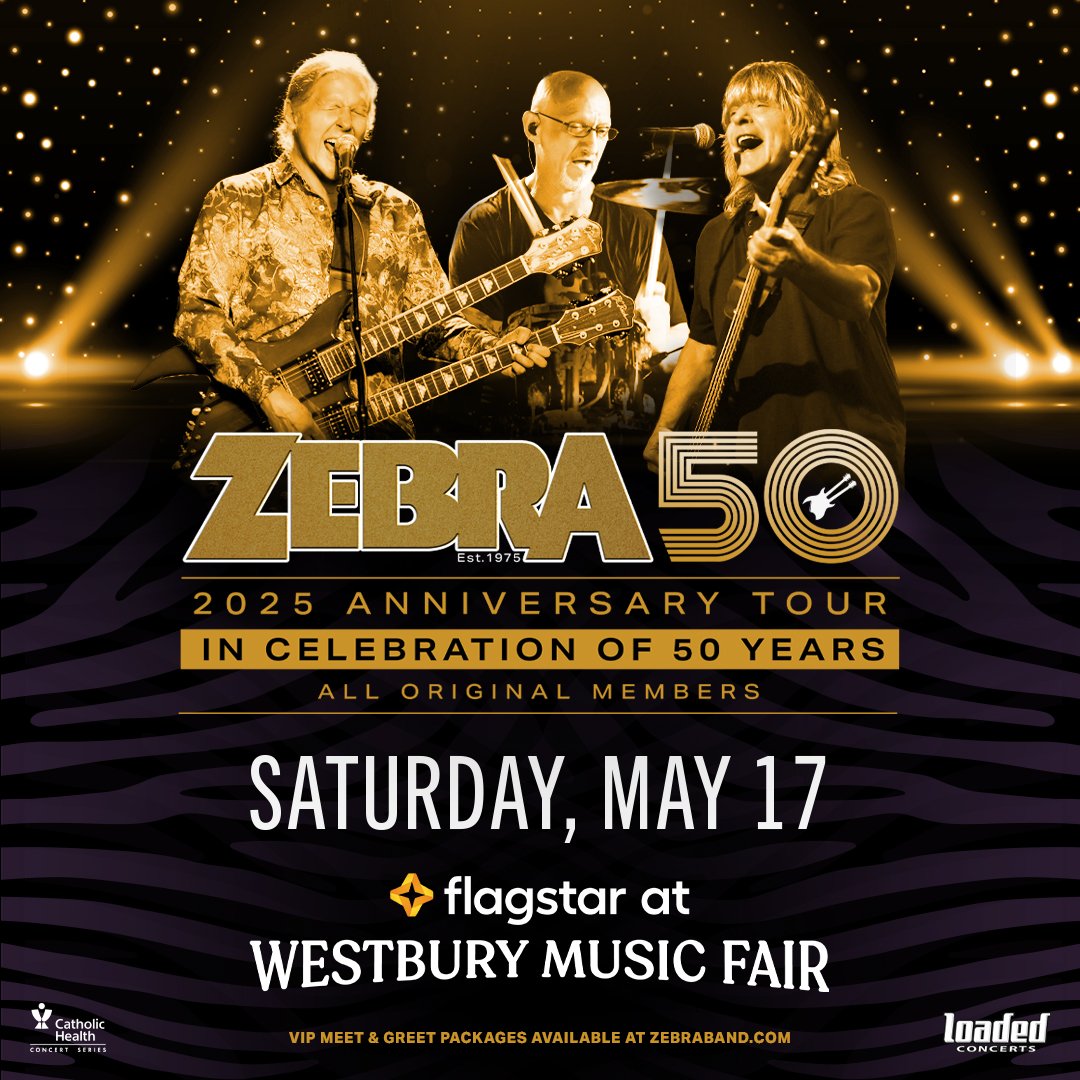ZEBRA (@zebraband) on Twitter photo ๐๐๐๐ซ๐ ๐๐๐ญ๐ก ๐๐ง๐ง๐ข๐ฏ๐๐ซ๐ฌ๐๐ซ๐ฒ ๐๐จ๐ฎ๐ซ!
May 17, 2025 - Flagstar at Westbury Music Fair
PRESALE Wednesday, Code: DOOR
Tickets: concerts.livenation.com/.../event/0000โฆ
#2025tour #anniversary #rocknroll <a href="/LoadedConcerts/">Loaded Concerts</a> <a href="/MusicAtWestbury/">Flagstar at Westbury Music Fair</a> ๐๐๐๐ซ๐ ๐๐๐ญ๐ก ๐๐ง๐ง๐ข๐ฏ๐๐ซ๐ฌ๐๐ซ๐ฒ ๐๐จ๐ฎ๐ซ!
May 17, 2025 - Flagstar at Westbury Music Fair
PRESALE Wednesday, Code: DOOR
Tickets: concerts.livenation.com/.../event/0000โฆ
#2025tour #anniversary #rocknroll <a href="/LoadedConcerts/">Loaded Concerts</a> <a href="/MusicAtWestbury/">Flagstar at Westbury Music Fair</a>