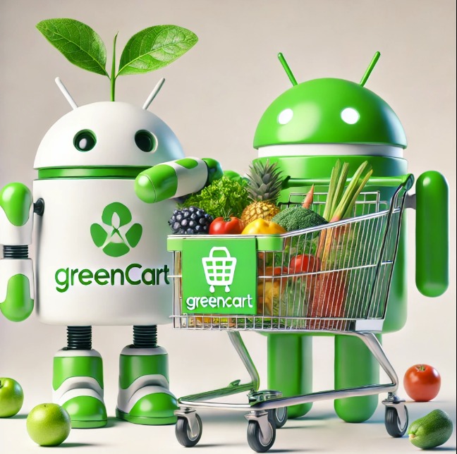 🚀 Exciting News for Android Users! 🌿🤖

We’re thrilled to announce that Greencart is now available on Android! 🎉 
Shopping for fresh, healthy, and sustainable groceries has never been easier. 🌱🛒

Join our friendly shopping robot and the Android bot as they team up to bring