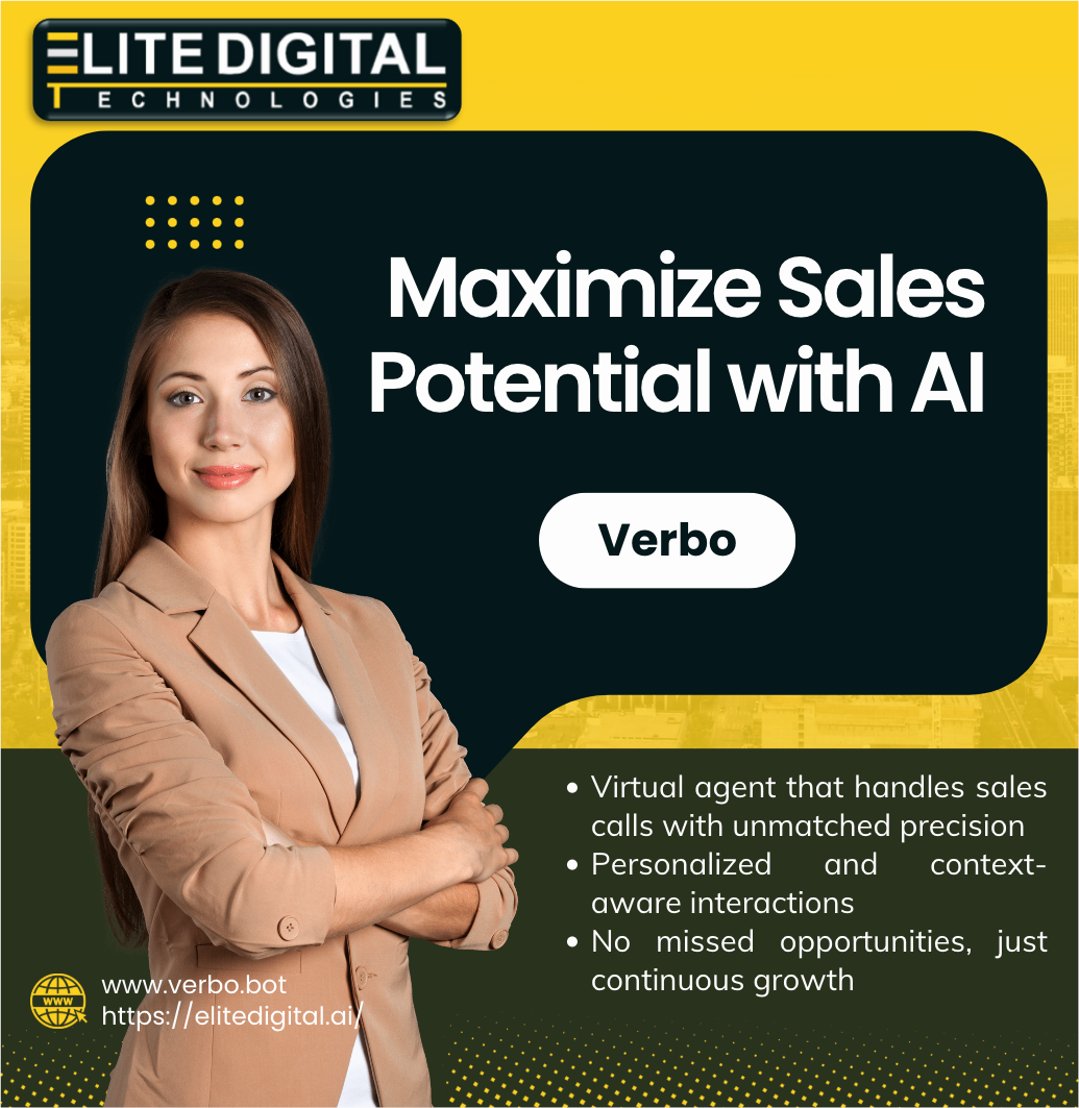 ConnectVerbo's tweet photo. 🚀 Maximize Sales Potential with Verbo!

Transform your sales strategy with Verbo, the AI-powered virtual agent that handles sales calls with unmatched precision. 

#SalesBoost #AI #Verbo #VirtualAgent #SalesExcellence https://t.co/o4SQiopf8o