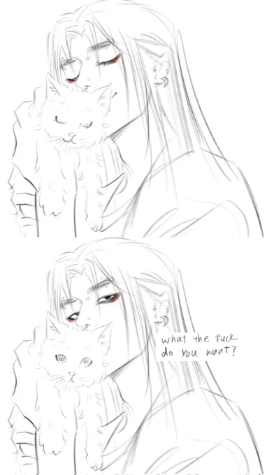 Silly oc sketches🤧
The most evil guy in the World who can only be normal and sweet to cats 