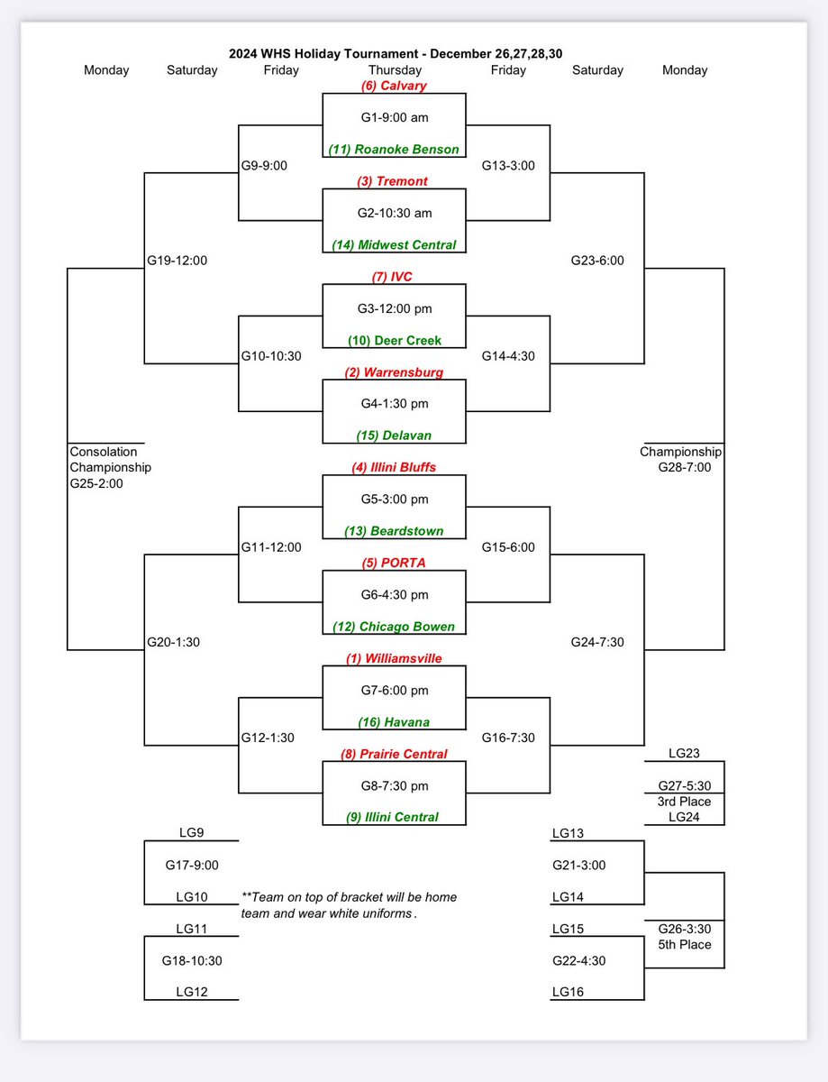 2024 Williamsville Holiday Tournament Bracket #bulletpride