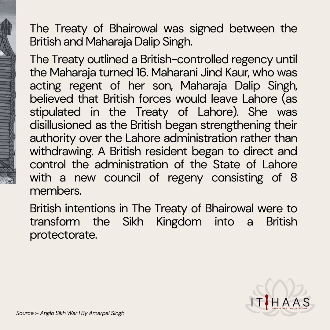 itihaas_th's tweet photo. 16th December, 1846
" TODAY IN SIKH HISTORY "
The Treaty of Bhairowal was signed between the British and Maharaja Dalip Singh.
#TodayInHistory #India #Punjab #Panjab #History #Sikhs #MaharajaDuleepSingh #War #AngloSikhWar #AngloSikh #BritishForces #TreatyofBhairowal https://t.co/mVMYNCnARj