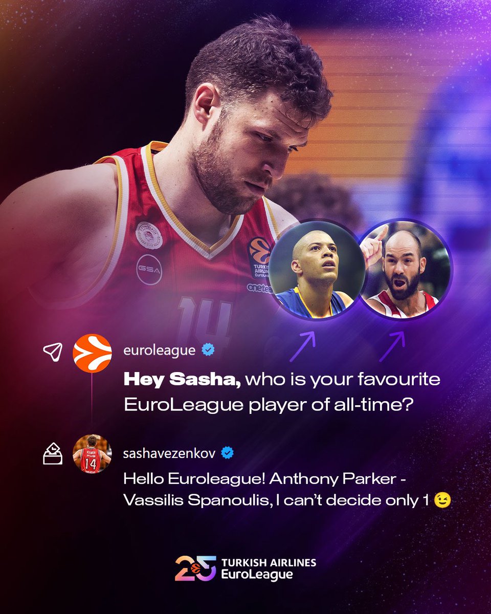 Part 2 of us DM’ing our stars to find out who their favourite EuroLeague player of all-time is… 👀⭐️

[A thread 🧵]

🗳️ All-25 EuroLeague Team VOTE is open now: all25voting.euroleague.net/all25voting/ho…

#EUROLEAGUE25 #ONLY25…