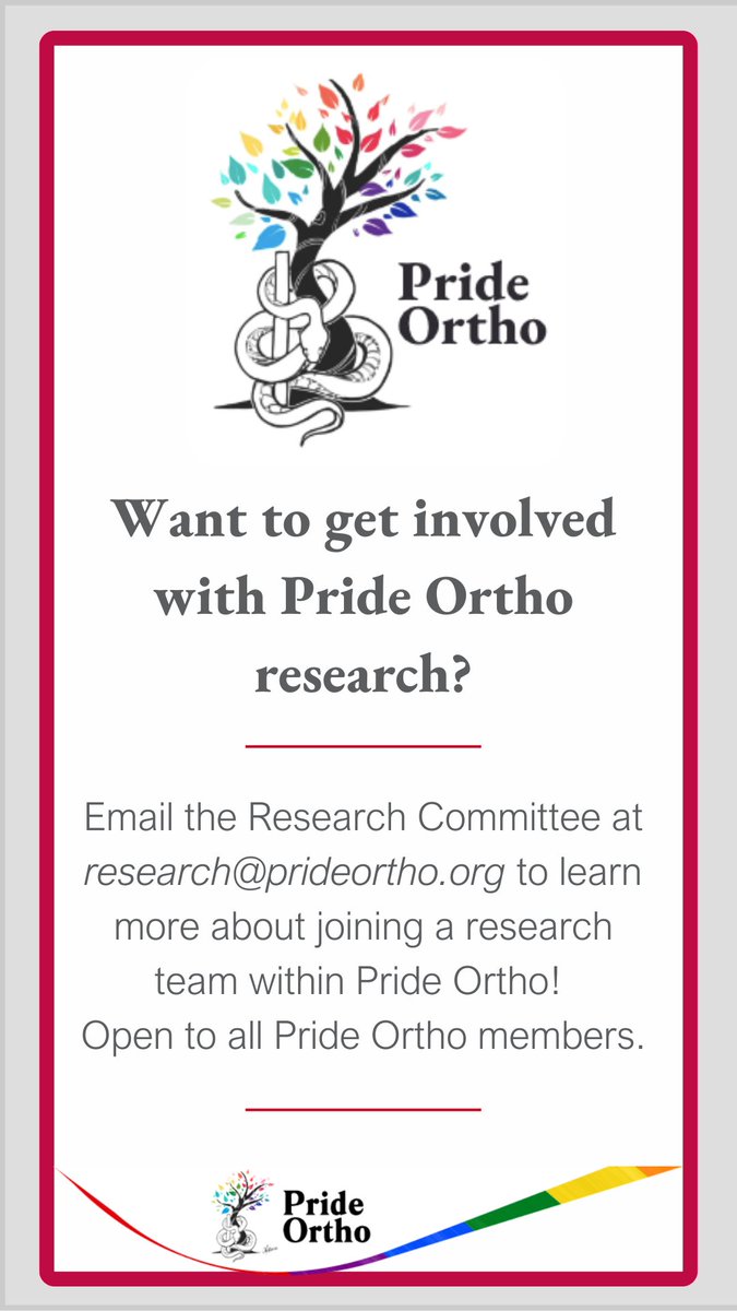 Submit your abstract for the Pride Ortho Research Symposium at AAOS 2025! 🦴

Click here to submit:  prideortho.org/Research/