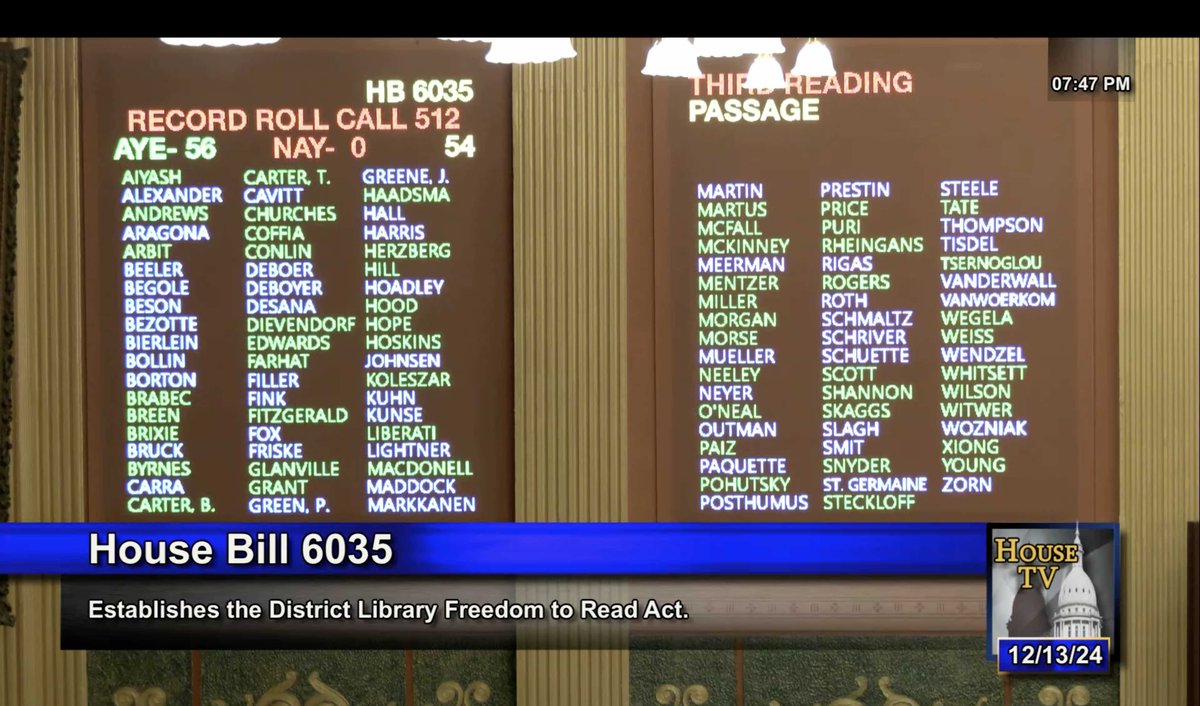 MLAoffice's tweet image. ‼️📢On Friday, December 13, the House passed the Freedom to Read Acts, tie-barred House Bills 6034 and 6035. Now on to the Senate! 

Learn more and take action for the freedom to read: oneclickpolitics.global.ssl.fastly.net/messages/edit?… #MIRightToRead