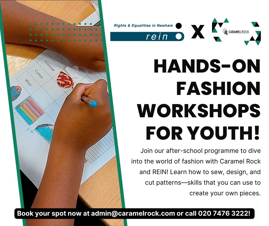 caramelrock's tweet photo. Calling all young creators! The REIN After-School Programme by Caramel Rock is open for booking. - @reinukorg -
Book your spot now at admin@caramelrock.com or call 020 7476 3222! #BookNow #YouthCreativity #FashionProgramme https://t.co/zcnFlRkol6