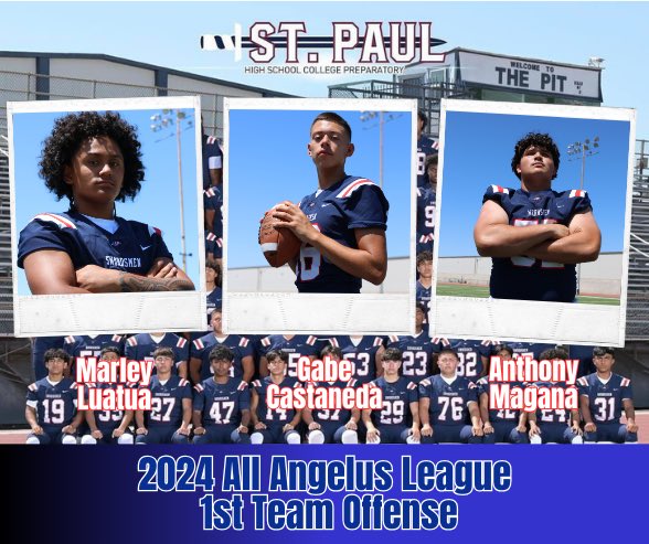 Congratulations to Marley Luatua, Gabe Castaneda, and Anthony Magana for being named Angelus League All League 1st Team Offense. <a href="/GhostsofStPaul/">The Ghosts of St. Paul Football</a>