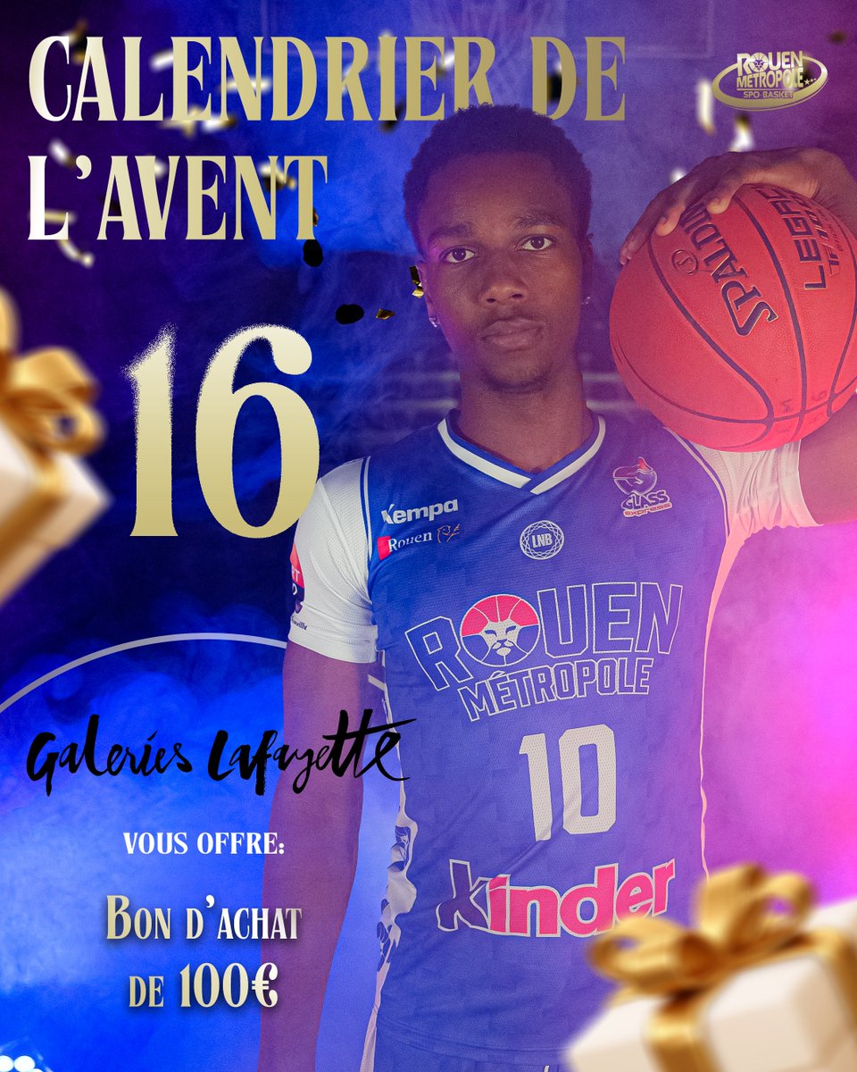 RouenMBasket's tweet photo. C'est le 16 décembre 🗓🎅

🎁🔗Aujourd'hui c'est les Galeries Lafayette qui vous offre un cadeau, plus d'info ici https://t.co/Ctezn3PdKY

👍Like
🔁Partage
🧡Follow le RMB
💬Et répond à la question avec le hashtag #AventRMB :

Quel est le bilan V/D du RMB avant la 17e journée ❓ https://t.co/mYcIC2m6P5