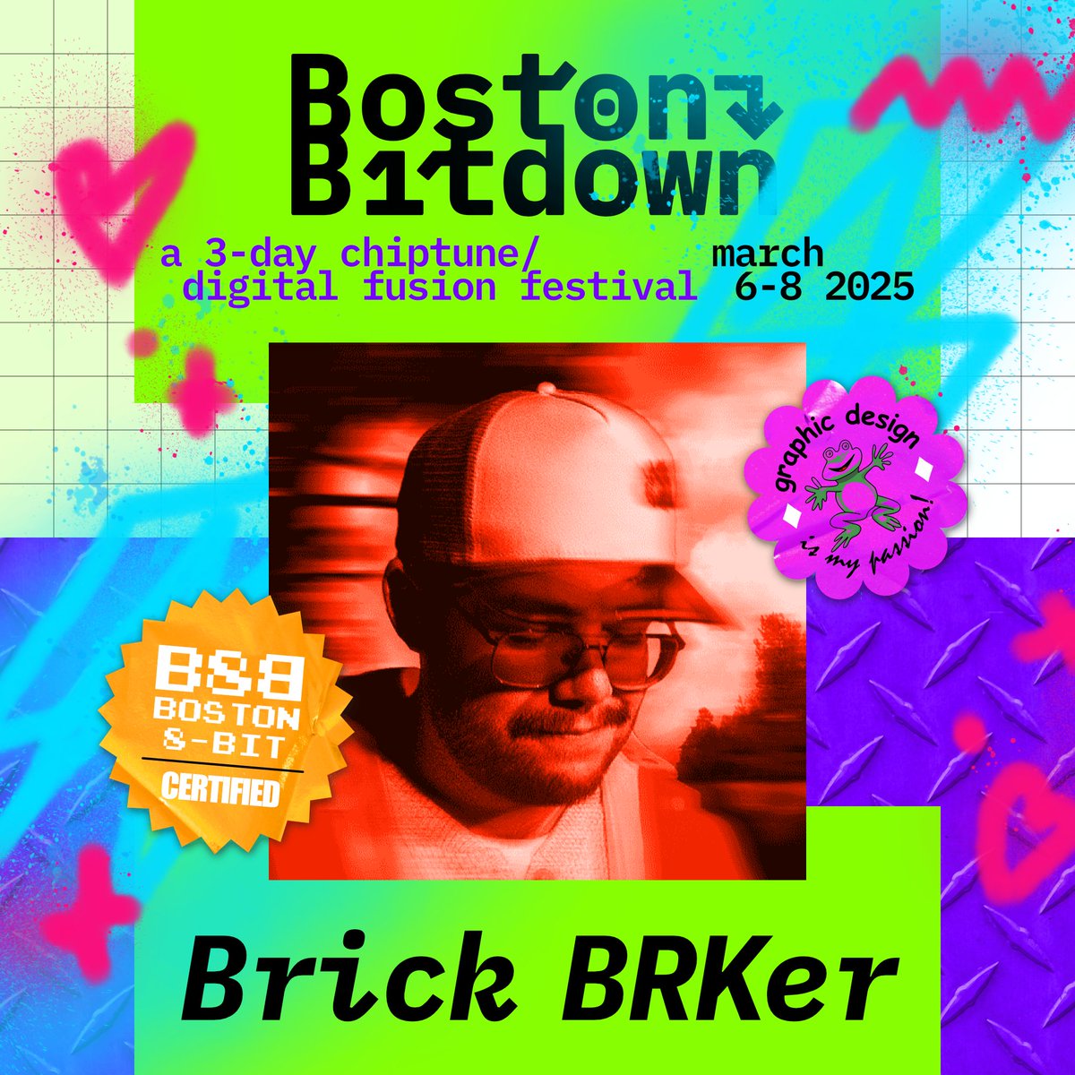 thegeekbeat's tweet image. You don’t announce @brickBRKer to #BostonBitdown lineup, he announces you. Who you think designed everything from the start? Logos, graphics, shirts, BRKer’s all over it. He’s been composing tracks since he was a lad, now a man of Memphis, preparing chiptune symphonies!