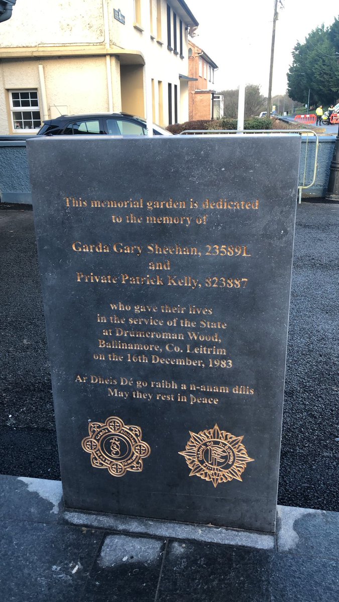 6_Inf_Bn's tweet photo. A fitting and moving tribute in Ballinamore today marking the anniversary of Pte Kelly and Garda Sheehan, where mass was celebrated followed by the unveiling of a special memorial in honour of the two fallen comrades. Well done to all involved in today’s occasion. https://t.co/ZmzrZkE42l