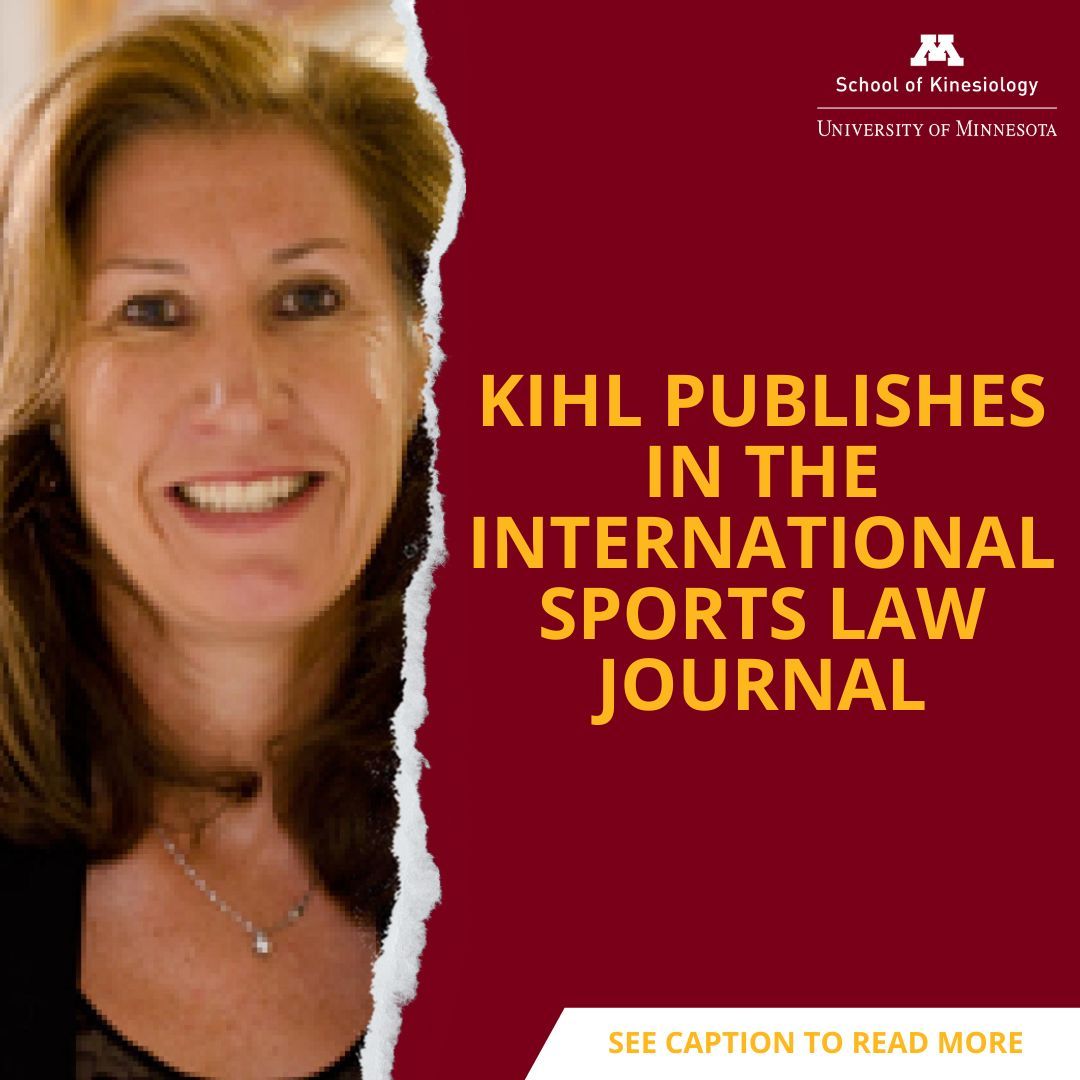 Lisa Kihl, PhD, published an article titled "Space invaders: dominant and emergent regulatory actors in the case of World Aquatics and the International Swimming League" in The International Sports Law Journal. Read more: kin.umn.edu/kihl-publishes…