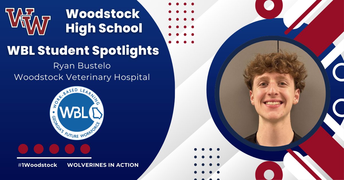 The Student Spotlight this is Ryan Bustelo.  Ryan is currently training as a Vet Tech at Woodstock Veterinary Hospital in hopes of becoming a Veterinary! Congratulations Ryan! #1Woodstock #Wolverinesatwork #WHSWBL