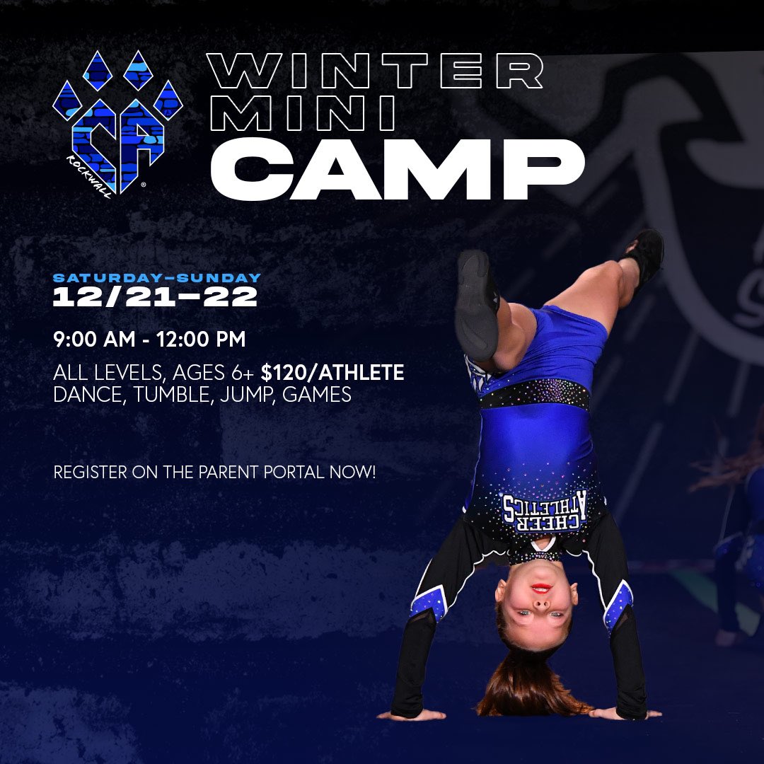 Join us this winter break for our tumble clinics and mini camp! Register now on the parent portal. 💙🖤❄️

#cheerathletics #rocktheclaw #thebestofthebest #youbelonghere #cheerleading #cheer #allstarcheer #lucky13 #G3FCA2A #Season2 #tumble #clinics