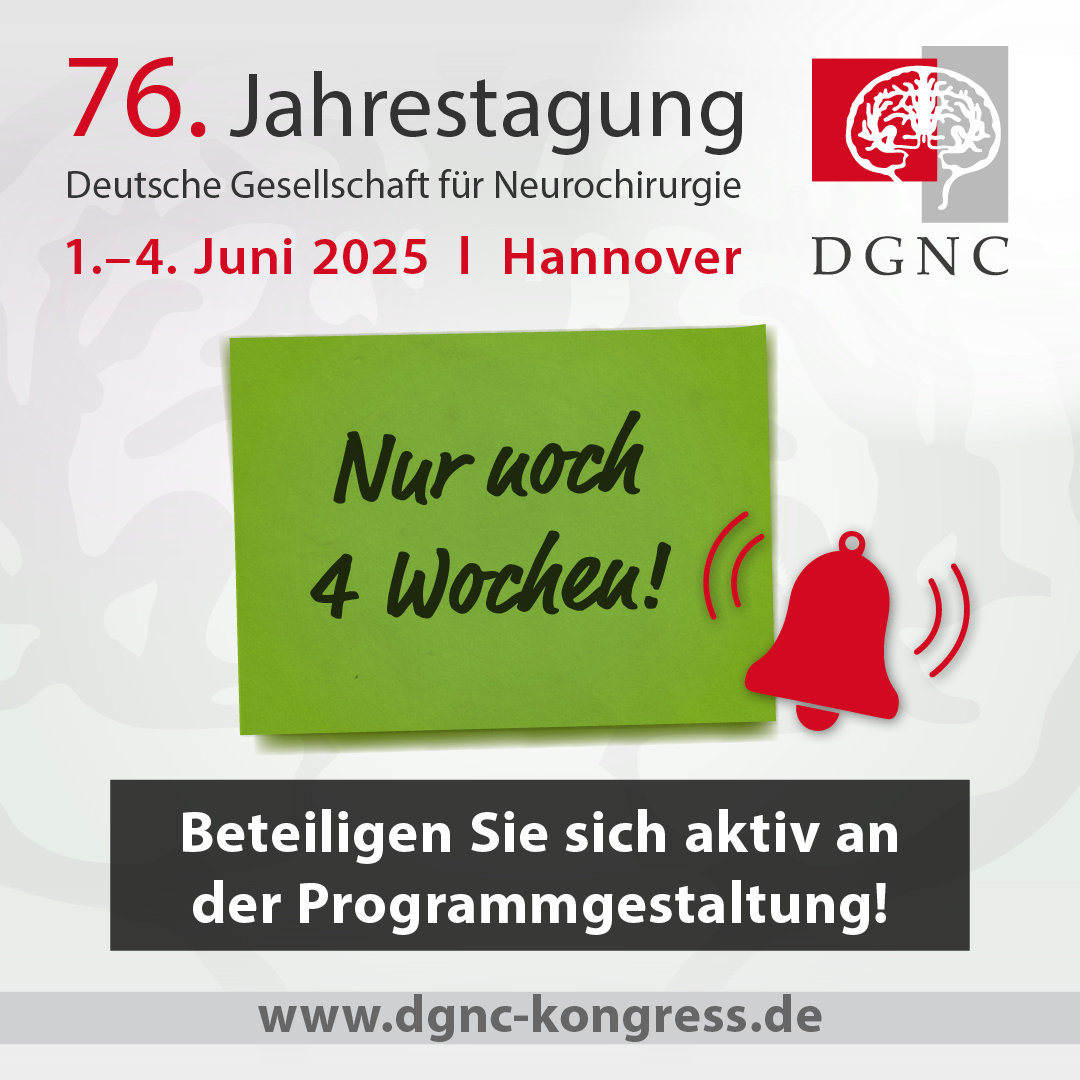 DieDGNC's tweet photo. 📢 Only a few weeks left to submit your abstract!
Put the finishing touches to your presentation and help shape the conference programme!
Find out more about submission here: https://t.co/FrdqH2qMPG
#DGNC2025 #DGNC #neurosurgery #neurochirurgie #neuroscience https://t.co/H3Uq2zr3DO