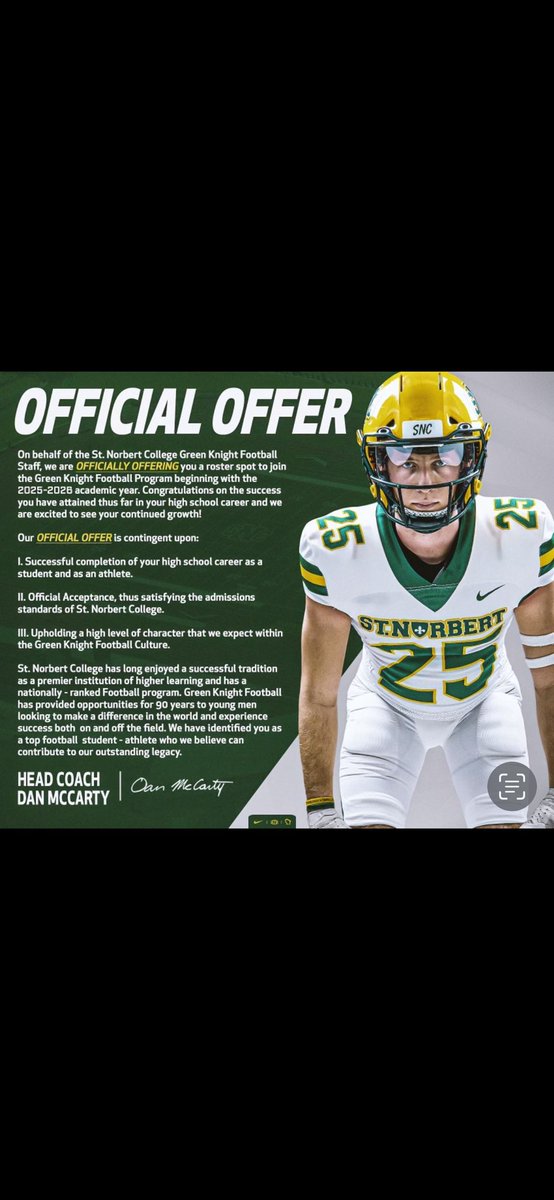 Charlie Walrod (@cwalrod16) on Twitter photo After a great talk with <a href="/kapfootball/">David Kaplan</a> I am grateful to have received an offer from St Norbert.
<a href="/PrepRedzoneIL/">Prep Redzone Illinois</a> <a href="/DeepDishFB/">DEEP DISH FOOTBALL</a> <a href="/EDGYTIM/">Timothy “EDGYTIM” OHalloran</a> <a href="/WHSFootball1907/">WHS Football</a> After a great talk with <a href="/kapfootball/">David Kaplan</a> I am grateful to have received an offer from St Norbert.
<a href="/PrepRedzoneIL/">Prep Redzone Illinois</a> <a href="/DeepDishFB/">DEEP DISH FOOTBALL</a> <a href="/EDGYTIM/">Timothy “EDGYTIM” OHalloran</a> <a href="/WHSFootball1907/">WHS Football</a>