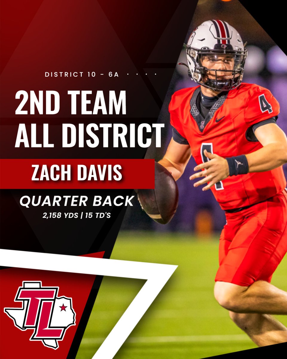 TylerLegacyFB's tweet photo. 2nd Team All-District 10-6A Offense 
@JPRainer_2025 @Zach_Davis_4 @ZabryanHood 
#GiveEmHellTL https://t.co/4eyAnvtw3R