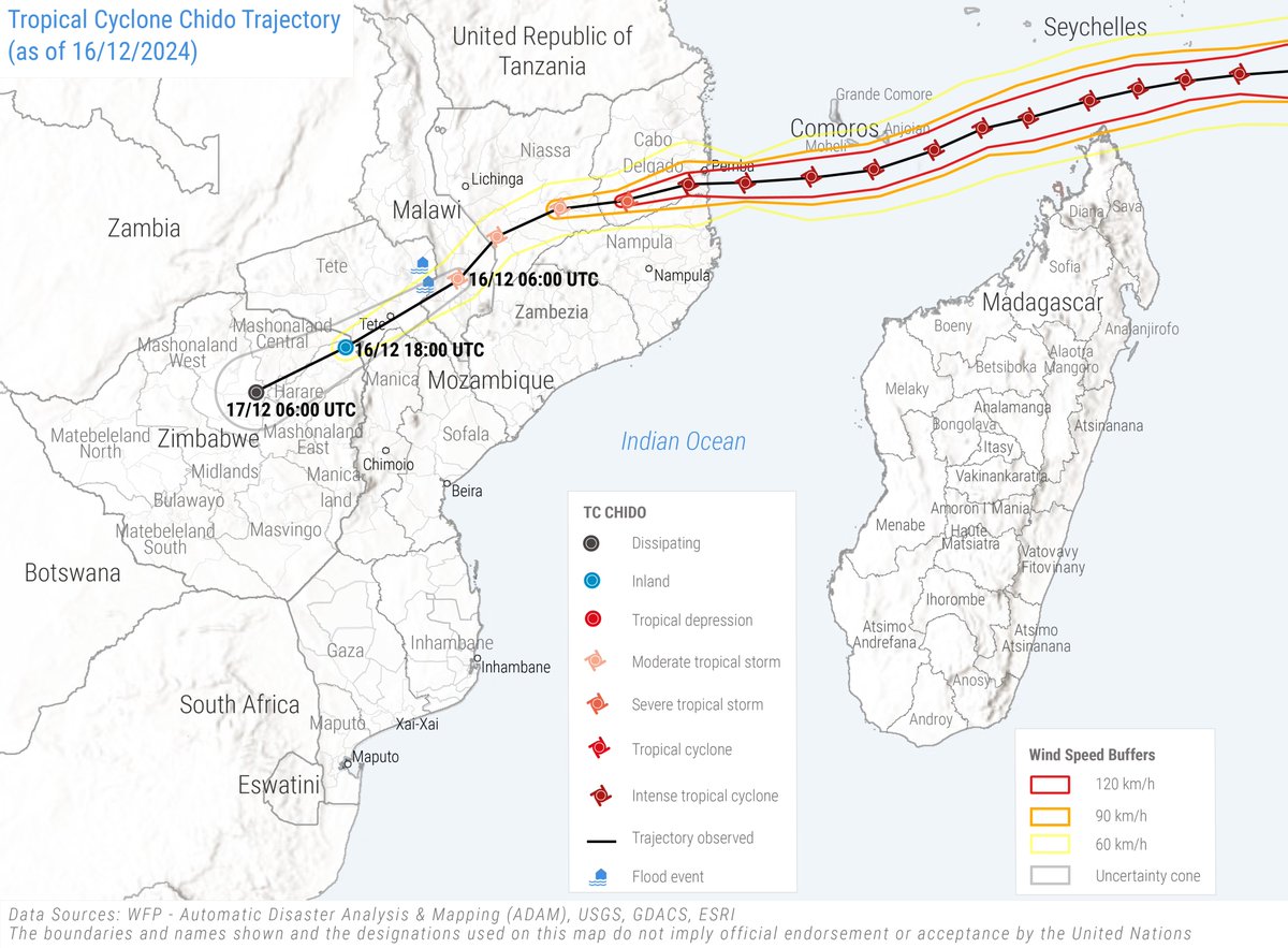UNOCHA_ROSEA's tweet photo. Tropical Cyclone #Chido made landfall in Mozambique and passed over Malawi, affecting thousands of people. 

Governments and humanitarian partners are conducting assessments in the affected areas ⬇️

https://t.co/JuDxF7jClA https://t.co/jop21nBDUY
